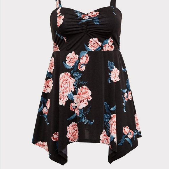 Torrid - Black Floral Handkerchief Cami - Picture 1 of 4